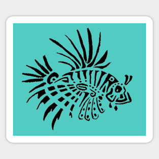 Lion fish - turquoise background Sticker